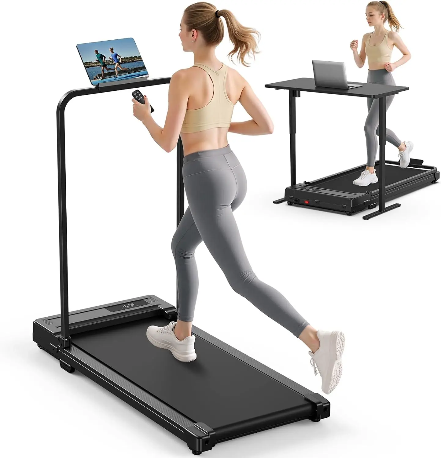 Bandă de mers pliabilă FoldFit cu mâner de sprijin — imagine 1