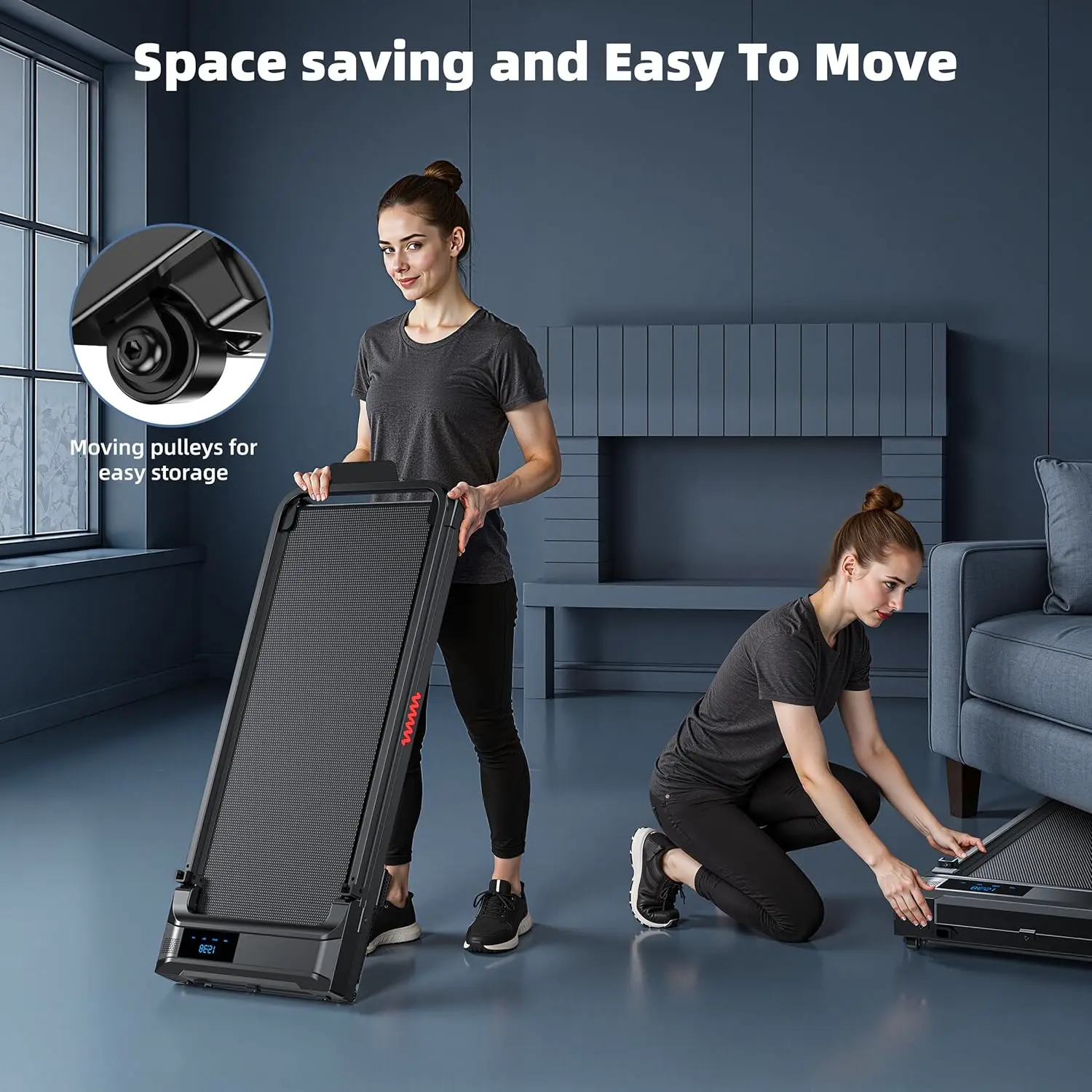 Bandă de mers pliabilă FoldFit cu mâner de sprijin — imagine 6